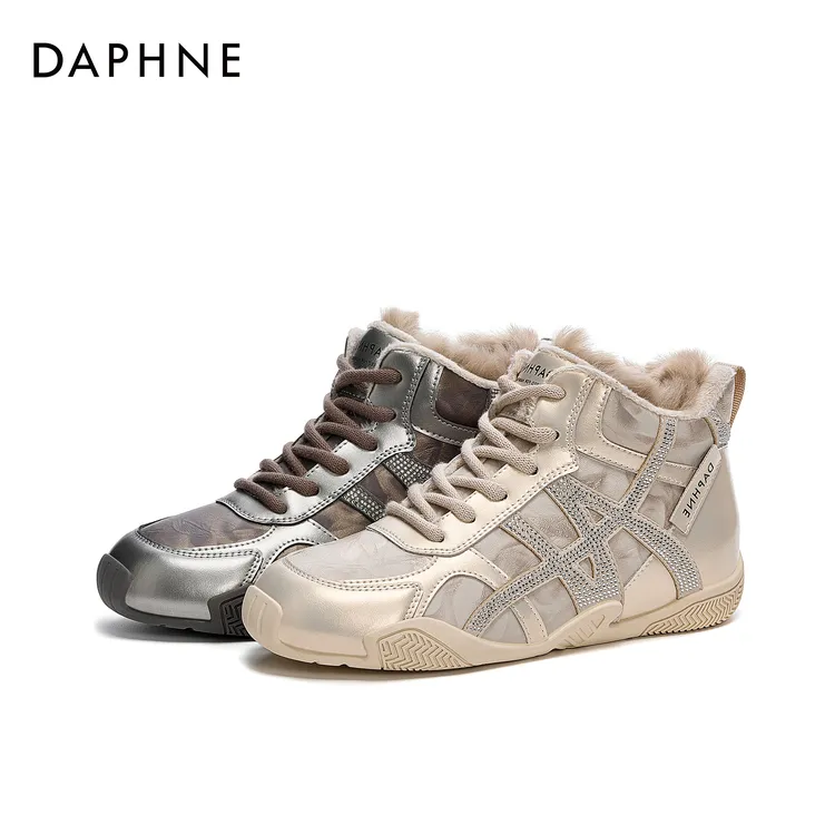 达芙妮加绒德迅鞋2025冬季新款内增高厚底小个子百搭防滑加绒女鞋