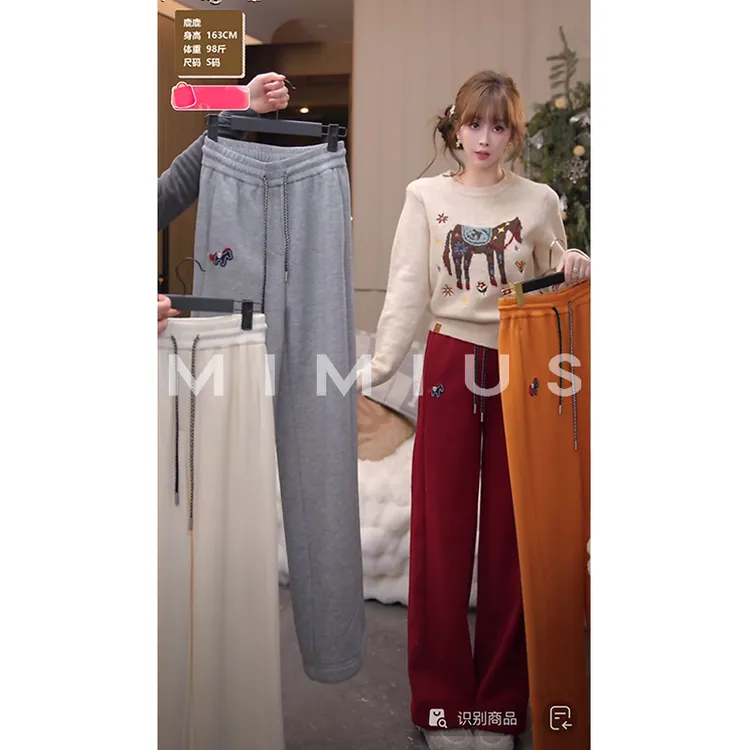 【mimius】P 弹力腰加绒抽绳小马休闲裤 汉服 G12103