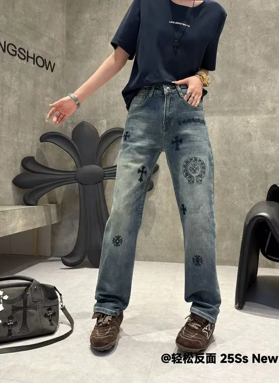【享受伦敦】秋冬水洗休闲重工刺绣设计师男士轻奢潮牌百搭牛仔裤