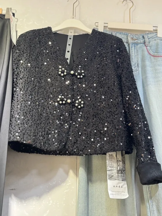 亮片重工短款小香风外套时尚气质百搭