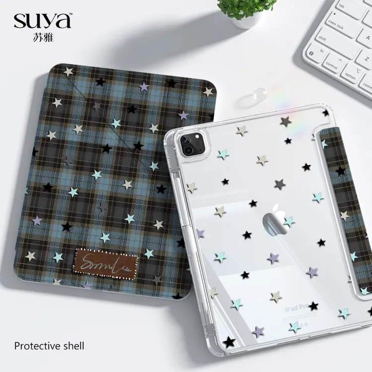 苏雅【适用苹果】格子星星ipad11寸保护壳air7平板套6pro10代9mini