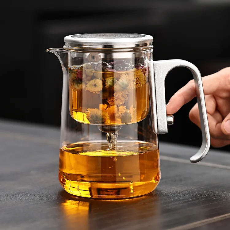 2025新款玻璃泡茶壶茶水分离飘逸杯磁吸内胆一键过滤家用功夫茶具