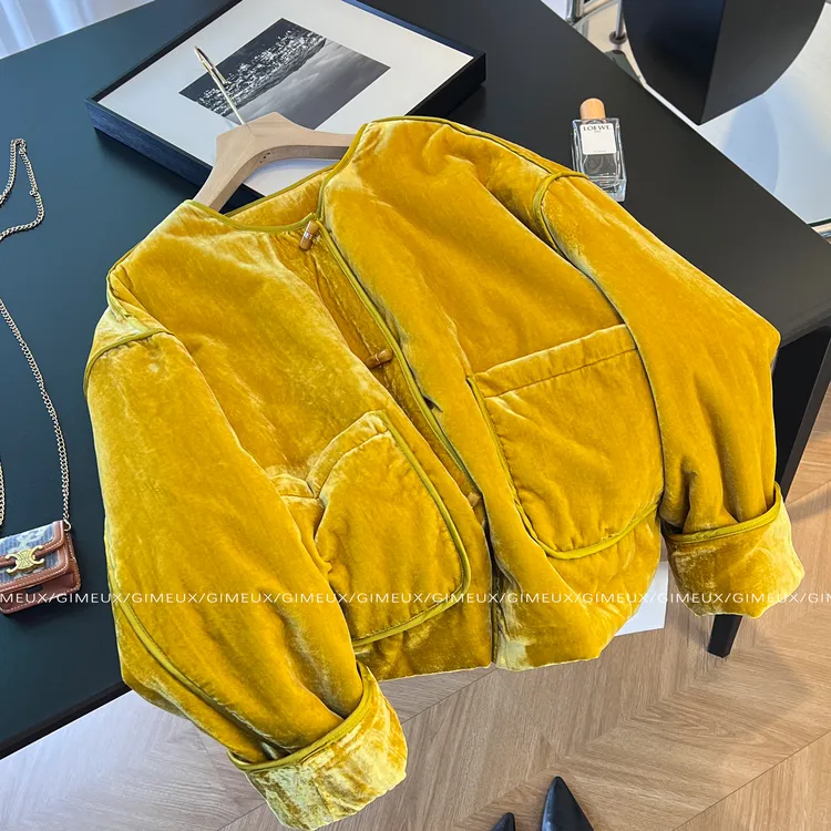 新中式加厚丝绒棉服女2025冬款高级感宽松显瘦保暖时尚小个子外套