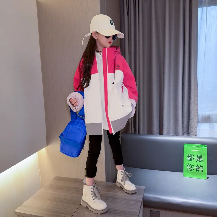 女童冲锋衣三合一可拆卸儿童防风外套秋冬季加厚洋气时髦大童上衣