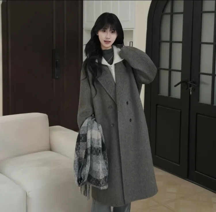 大衣女秋冬新款休闲高感超好看毛呢外套赫本风小个子外套