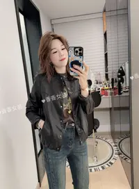 【第二层肌肤】工装风网红极简风街头风立领上衣黑色皮衣短外套