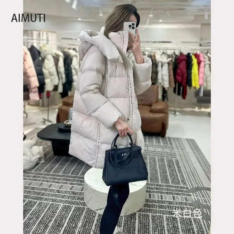 泡芙连帽羽绒服女款爆款2025新款潮牌女装时尚厚款中长款加厚XZWD