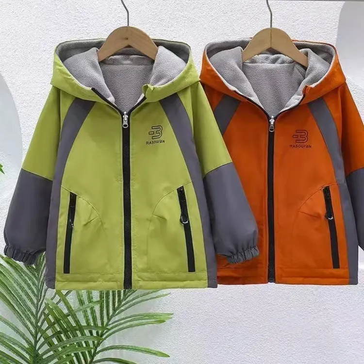 【加绒】2025新款儿童双面穿冲锋衣加绒撞色两面穿外套11221