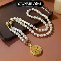 铜合金项链 五福吊坠-珍珠链气质时尚百搭女款q