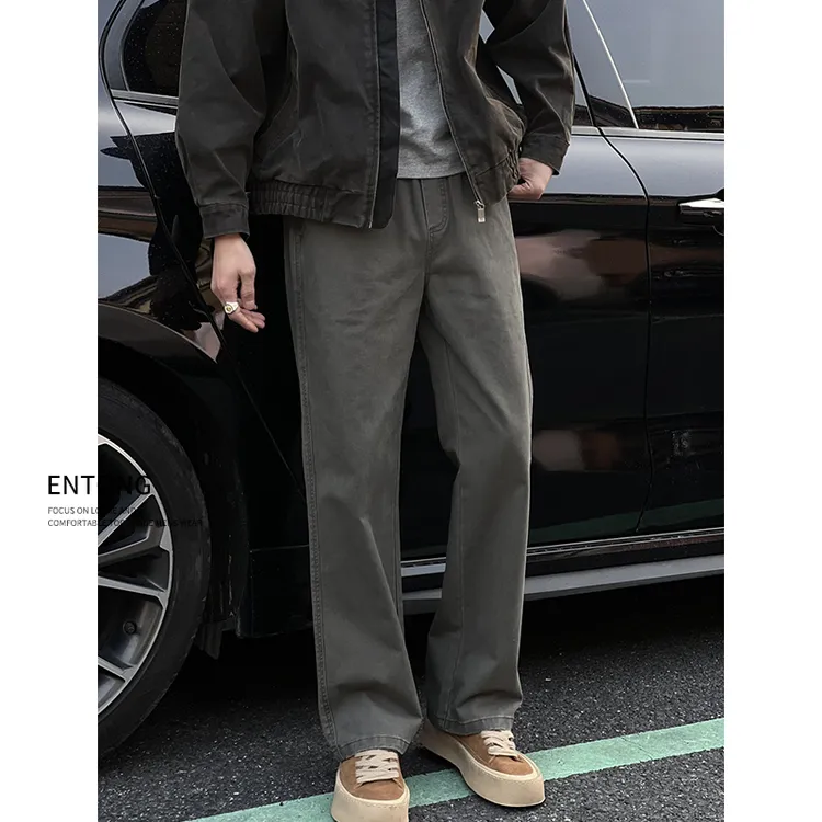 Entong美式复古高级感宽松立体剪裁潮流休闲裤男生vibe直筒长裤子