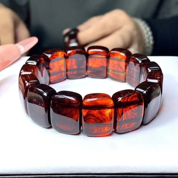 80990精品手串男女通用手饰.男士手串招财转运氛围感血丝珀手串