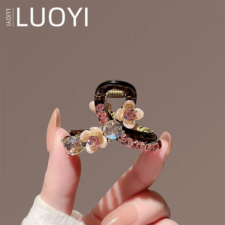 约4.5厘米抓夹精致新款花朵镶钻抓夹侧耳边夹后脑勺刘海半扎发卡