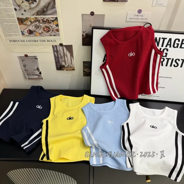 无袖韩版夏季夏字母女圆领背心透气速干宝宝外穿女童打底夏装