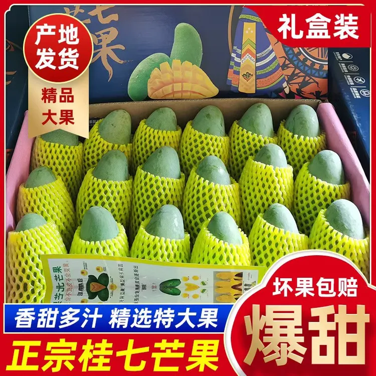现货广西百色田东桂七芒果礼盒装带箱10斤一级特大果包邮新鲜水果