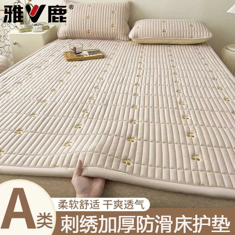 雅鹿A类夹棉床垫遮盖物褥子软垫家用卧室薄款床护垫宿舍学生单人