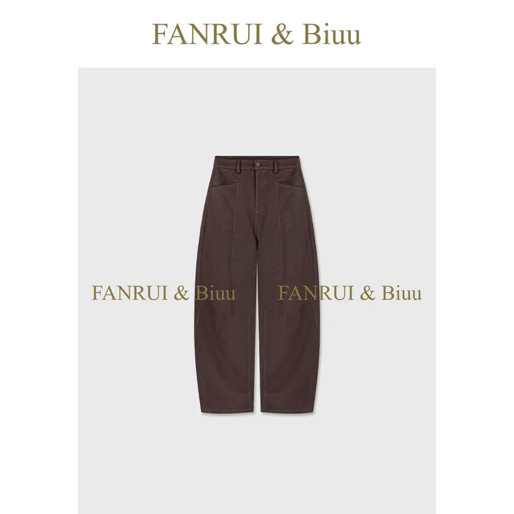 FANRUI/泛芮「贝贝biuu」复古百搭显瘦设计感休闲垂感弯刀裤B18719