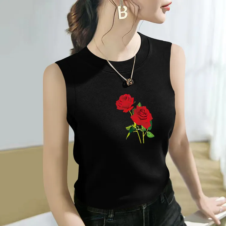 莫代尔圆领女士背心修身显瘦百搭洋气无袖打底t恤妈妈中老年上衣