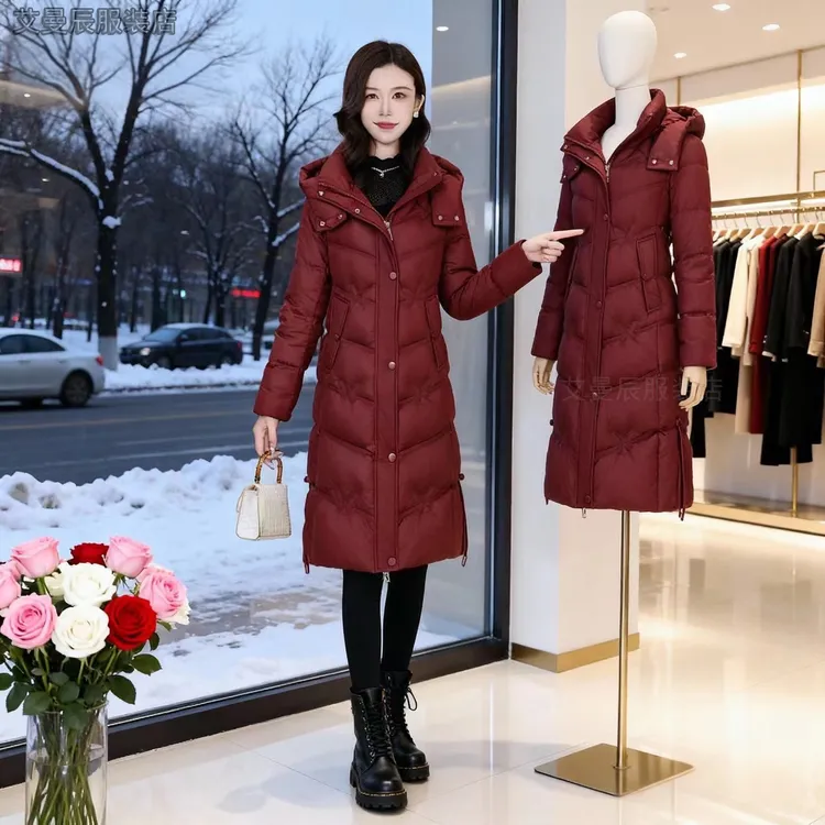 2025年冬季新款棉服外套过膝款加厚国朝风显瘦时尚女士棉袄保暖