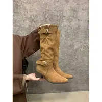 厚底靴女新款复古显瘦马丁套筒时装长靴560-8588（不加绒）