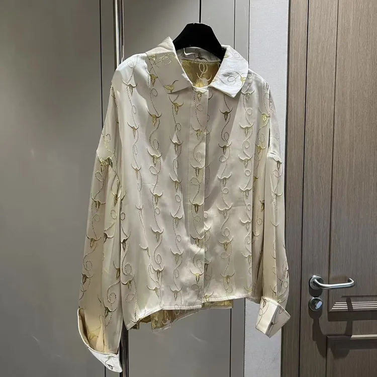 【大L】重磅外贸进口高奢重工设计师风织锦提花长袖衬衫25733