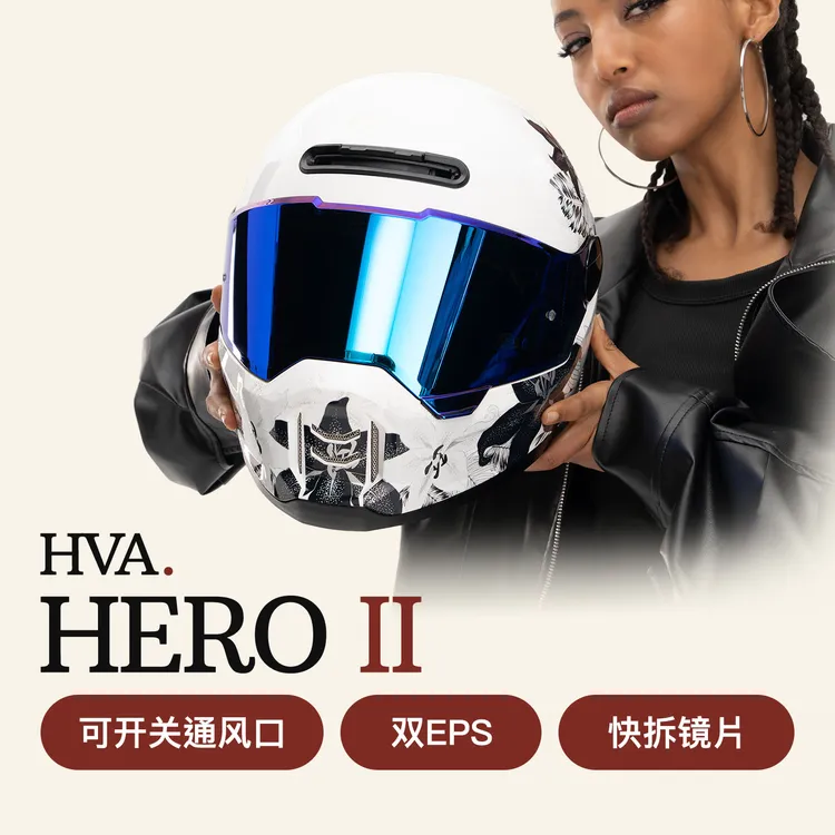 HVA复古HEROII 繁花黑复古巡航头盔四季摩托全盔3C认证复古摩托商品图