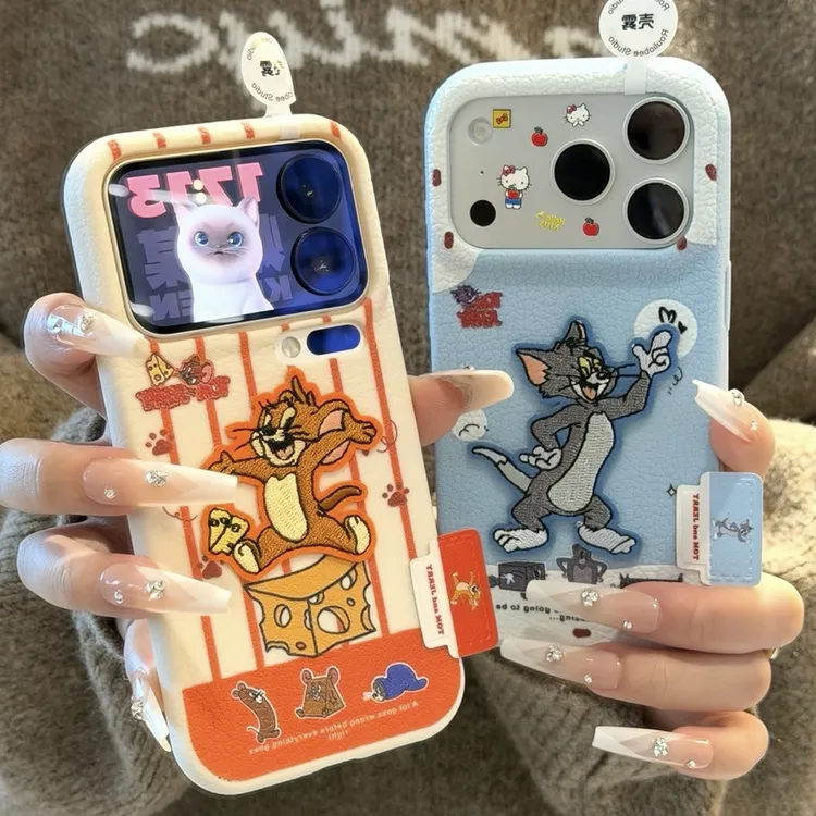 猫和老鼠刺绣标签适用苹果17/16promax手机壳华为vivoppo小米15潮