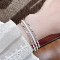 足银手镯 三生三世手镯美开乐足银999简约素圈实心时尚纯银手镯