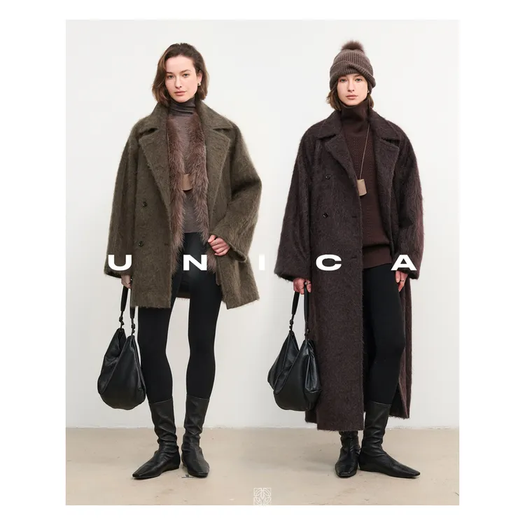 UNICA/强推牦牛绒丝羊绒拉毛蓬松云朵感_翻领插肩袖短款/长款大衣