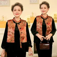 气质三件套大码秋贵气丝绒套装胖妈妈秋装新款洋气长袖中老年