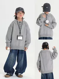 男童加厚翻领毛衣秋冬季2025新款儿童简约洋气针织衫男孩冬装线衣
