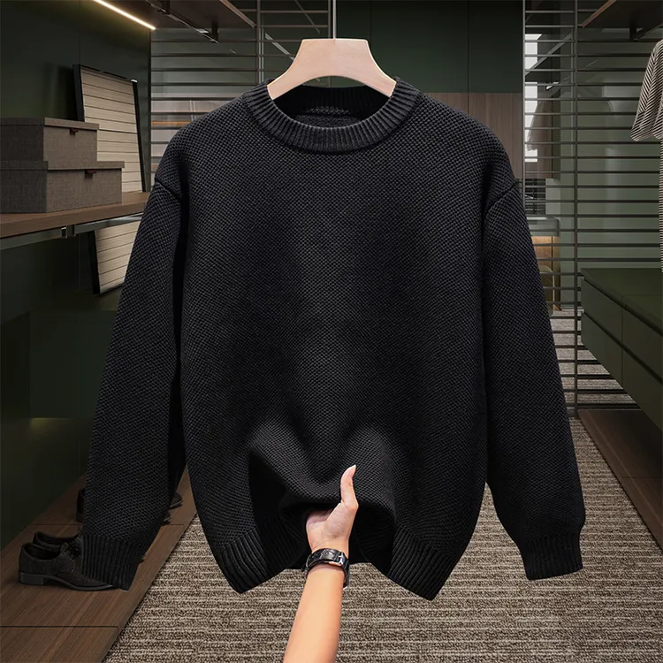 纯棉毛衣冬季加厚保暖青年针织打底衫男士圆领套头休闲男装