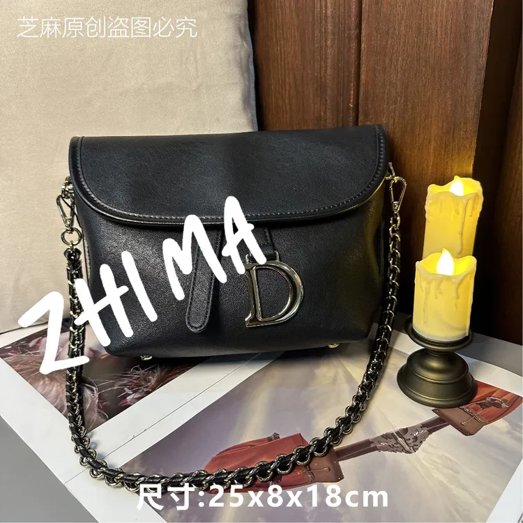 【芝麻集】【中古马鞍包】QYX-98005-1-黑色RAIN.CUN时尚百搭腋下女包