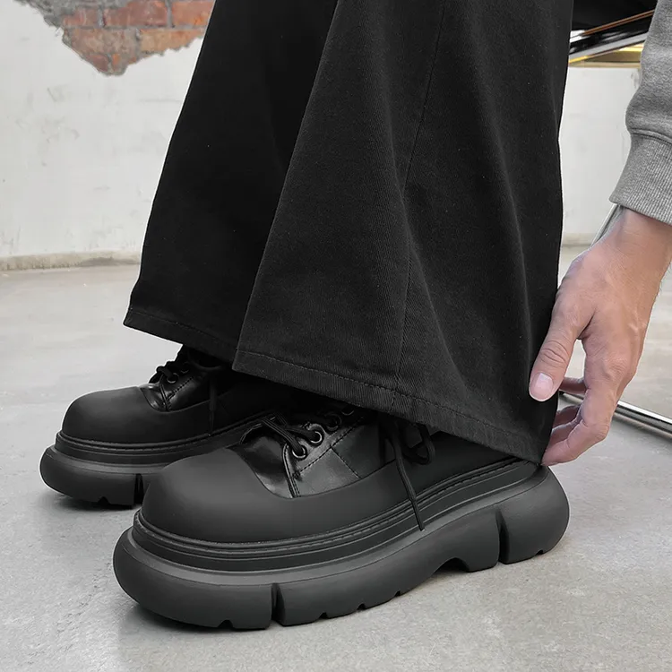 增高牛津鞋黑色大头皮鞋英伦风休闲潮流休闲皮鞋