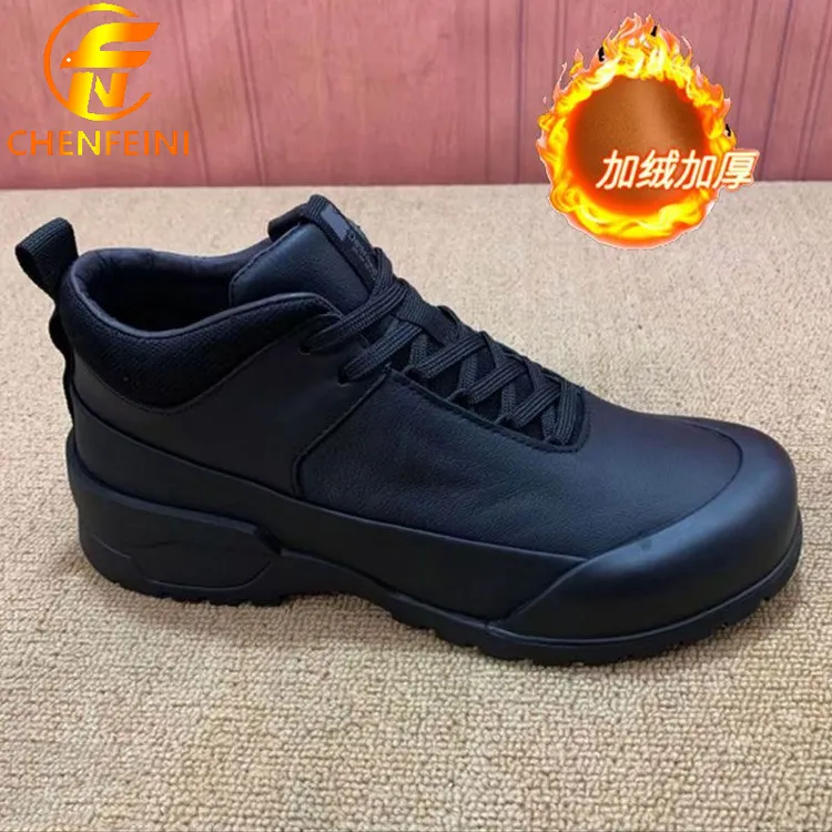 真皮牛皮加绒棉鞋广州冬季新款户外工装鞋厚底轻便休闲皮鞋休闲鞋