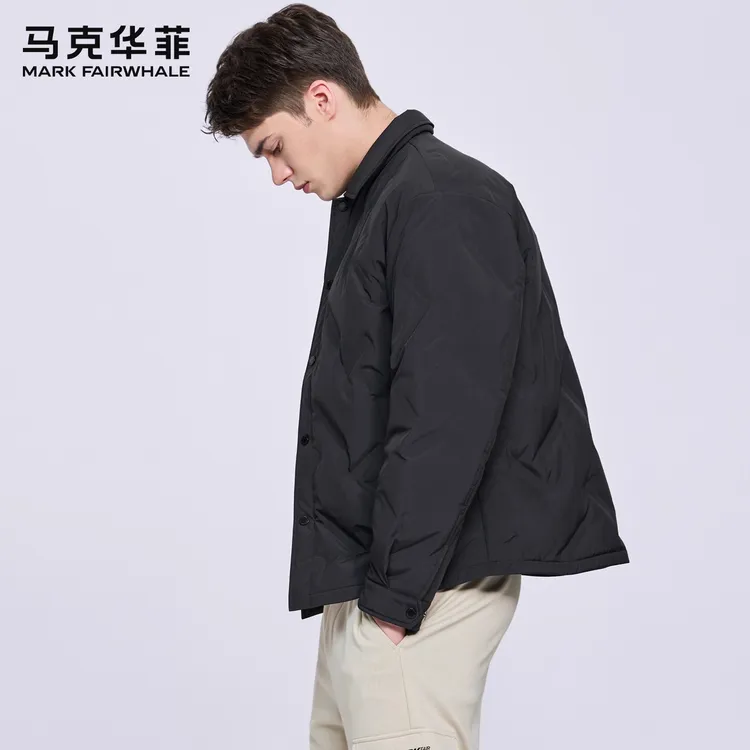 马克华菲轻暖翻领羽绒服男装2025秋冬新款高级石墨烯保暖防风外套