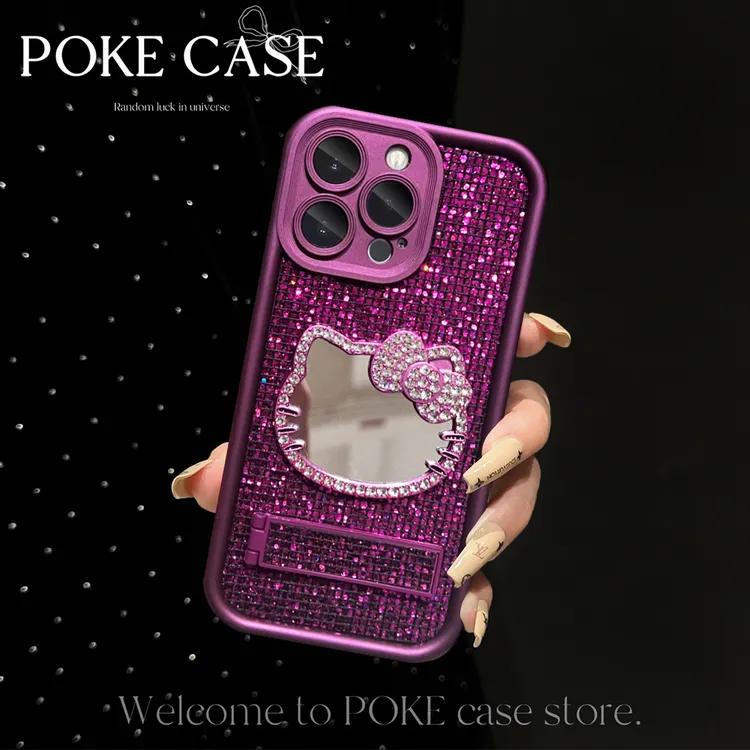 天眼阶梯闪紫KT镜子适用于苹果17PRO华为vivo小米oppo支架手机壳