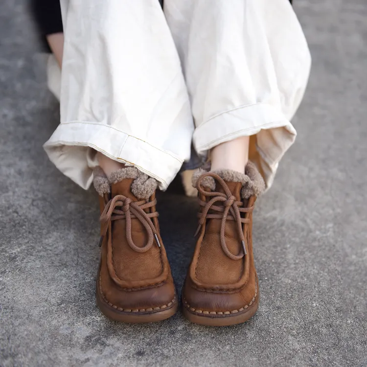 Artmu阿木复古棉鞋女冬季加绒加厚短靴雪地鞋女新款雪地靴9177-6