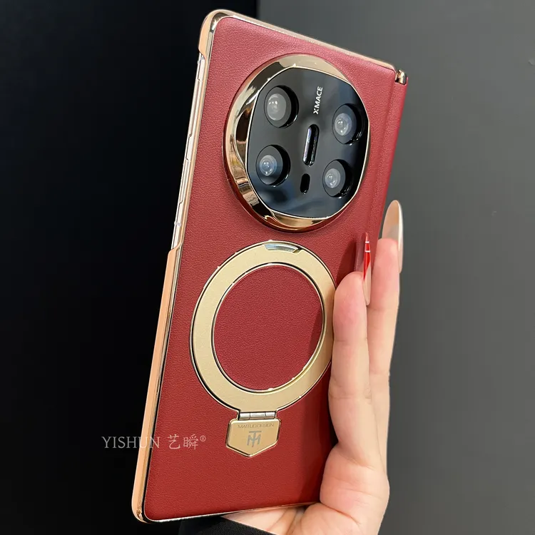 适用华为mateX6折叠屏手机壳轻奢高端皮革支架mateX5中轴x3保护套