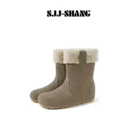 SJJ-SHANG【小暖靴】重磅磨砂牛皮羊毛保暖雪地靴q136442p