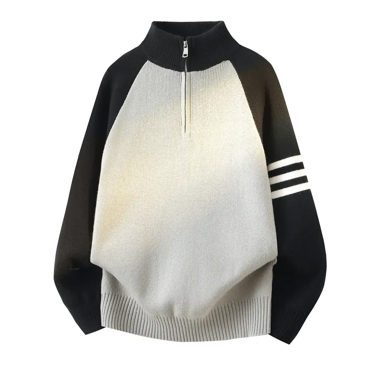 半拉链男士毛衣秋冬款青少年加厚内搭半高领男装线衣学院风针织衫