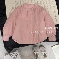 2025秋冬季新款女童棉衣娃娃领休闲风常规夹棉纯色圆领棉服
