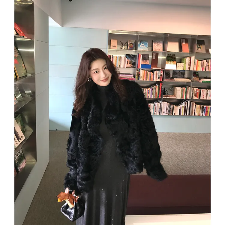 人造皮草 【ALONE SAVOR】龍喜儿暗夜天使 轻奢草廓形外套C303