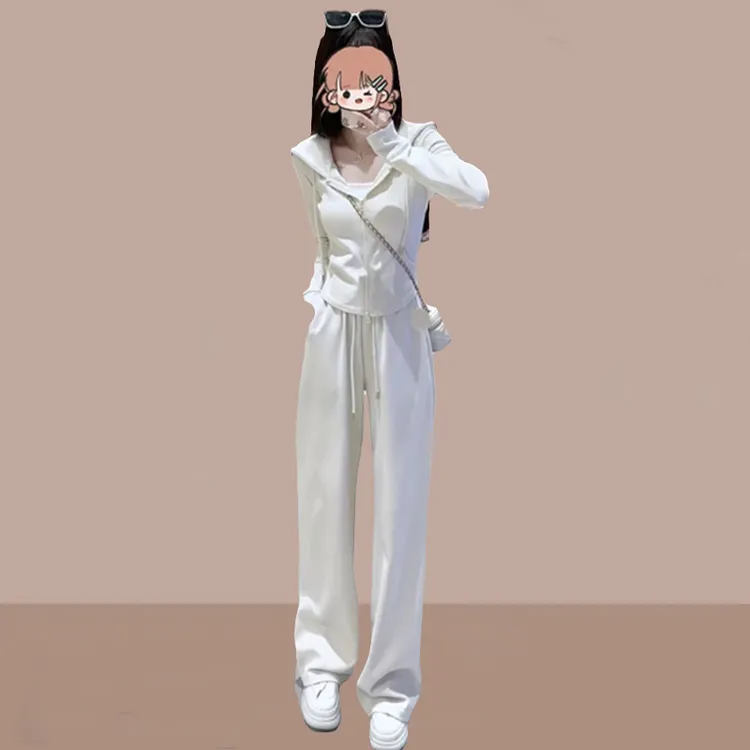 高含棉休闲套装女装2025年秋季新款韩版减龄连帽外套阔腿裤两件套
