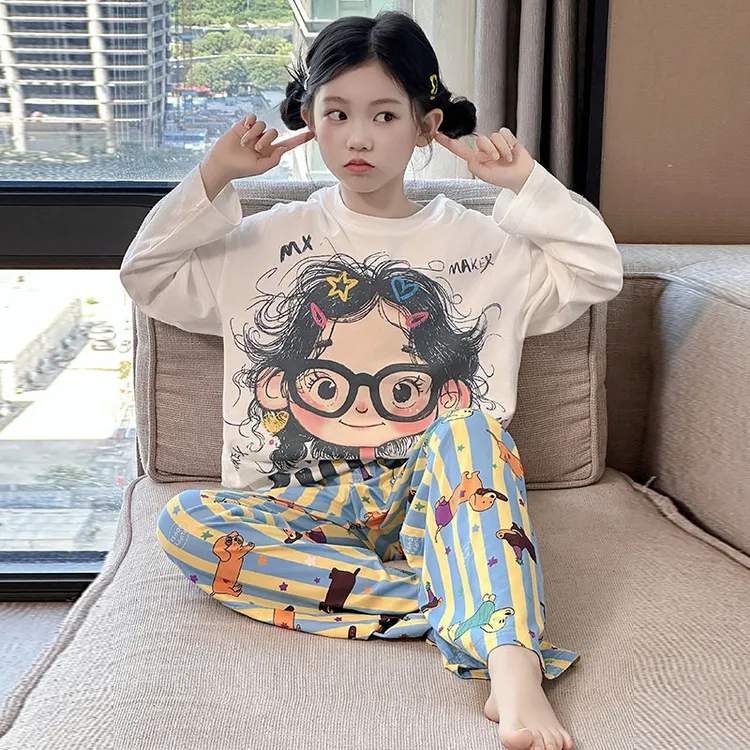 女童睡衣长袖秋2025新款儿童女孩网红爆款家居服大童秋季休闲套装