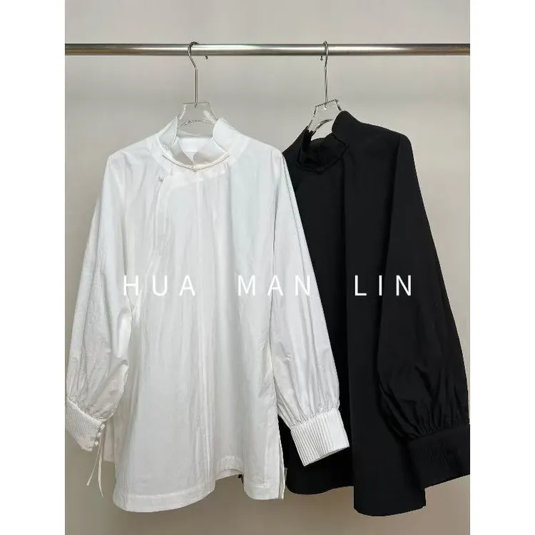 【花满林】两色花瓣立领斜门襟系带百搭匹马棉上衣258233