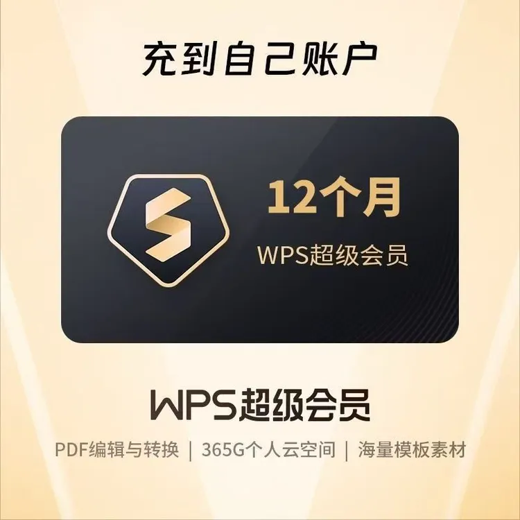 WPS超级会员年卡 12个月 一次到账 下单联系客服