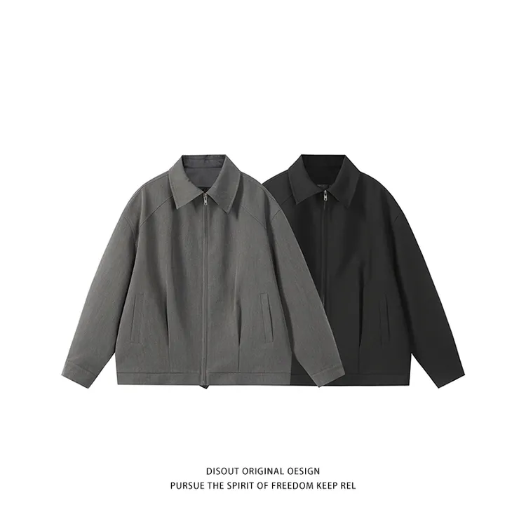 【左CC专属】美式复古春秋廓形高级感正肩棒球服成熟稳重男装哈灵顿夹克