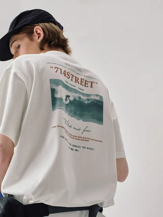 280g重磅纯棉短袖T恤男士美式印花ins宽松休闲圆领百搭复古半袖