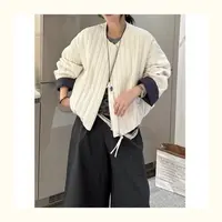 新款简约竖条纹短外套女2025秋冬新款宽松显瘦百搭休闲夹克上衣女