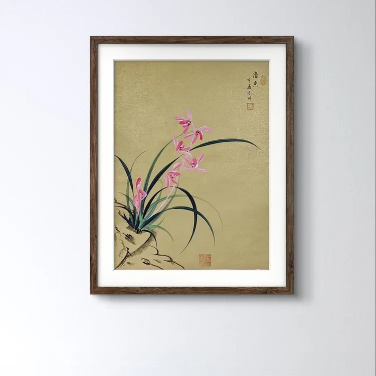 鎏金宣纸兰花画34*46